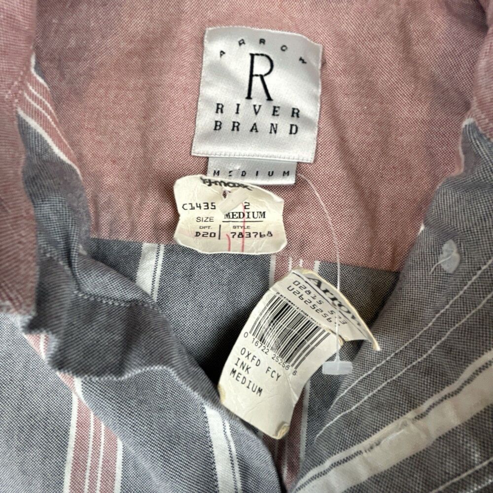 VTG Arrow River Brand Shirt Mens Sz M Oxford Fancy Ink Long Sleeve 100% Cotton - Picture 4 of 9